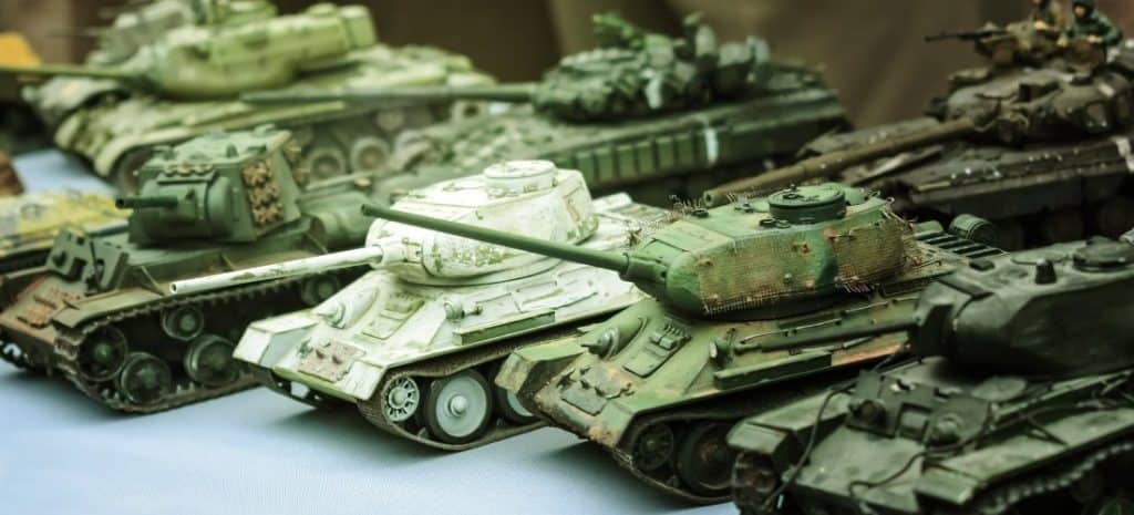 Collection of six different battle tanks.